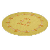 ハッピーハニーミツバチを黄色いハニカムに カッティングボード (角)