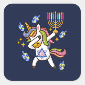 ハッピーハヌカおもしろいー スクエアシール (正面)