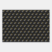 ハッピーハヌカエレガントーゴールデン（ユダヤ教）メノラーモノグラム ラッピングペーパーシート (正面3)