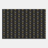 ハッピーハヌカエレガントーゴールデン（ユダヤ教）メノラーモノグラム ラッピングペーパーシート (正面)