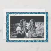 ハッピーハヌカカスタムーフローラフォトブルーBoho シーズンカード (正面)