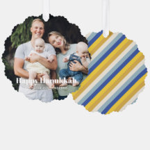 ハッピーハヌカカスタムー文字フォトモダンストライプ