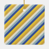 ハッピーハヌカカスタムー文字フォトモダンストライプ セラミックオーナメント (裏面)