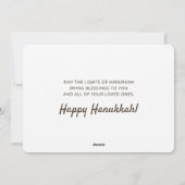ハッピーハヌカシンプルーとモダン(ユダヤ教)メノラーグリーティング シーズンカード (裏面)
