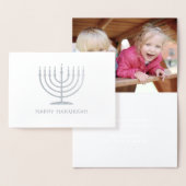 ハッピーハヌカシンプルーモダン(ユダヤ教)メノラーワンフォト 箔カード (ディスプレー)