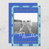 ハッピーハヌカホパーソナライズされたリデーフォト シーズンカード (正面/裏面)