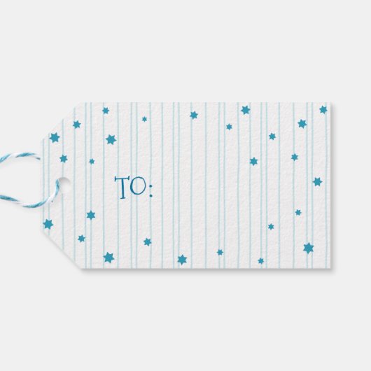 ハッピーハヌカモダンお洒落タイポグラフィティール(緑がかった色) ギフトタグ (裏面横)