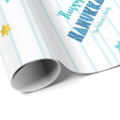 ハッピーハヌカモダンタイポグラフィ金ゴールドスターズ名 ラッピングペーパー (ロールコーナー)