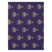 ハッピーハヌカユダヤ系青色金ゴールド(ユダヤ教)メノラー テーブルクロス (正面)