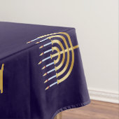 ハッピーハヌカユダヤ系青色金ゴールド(ユダヤ教)メノラー テーブルクロス (インサイチュ)