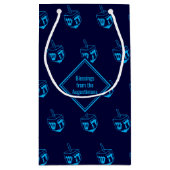 ハッピーハヌカーחנוכה שמחヘブライ語ドライデル海軍シアン スモールペーパーバッグ (裏面)