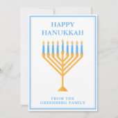 ハッピーハヌカーかわいいカスタマイズ可能（ユダヤ教）メノラー シーズンカード (正面)