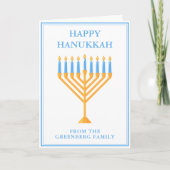 ハッピーハヌカーかわいいカスタマイズ可能（ユダヤ教）メノラー シーズンカード (正面)