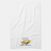 ハッピーハヌカーと可愛いハヌカーキャラクター キッチンタオル (縦)