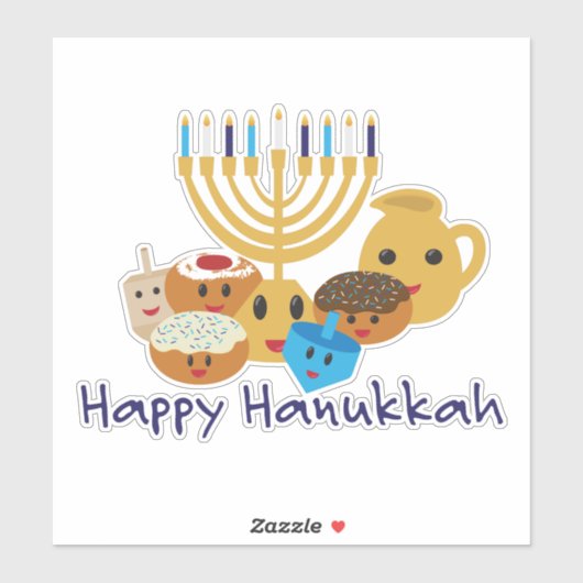 ハッピーハヌカーと可愛いハヌカーキャラクター シール (シート)