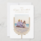 ハッピーハヌカーエレガントゴールデン（ユダヤ教）メノラーフォトアーチ シーズンカード (正面)