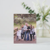 ハッピーハヌカーエレガントタイポグラフィファミリーフォト シーズンポストカード (スタンド正面)