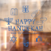 ハッピーハヌカーカスタムブルーの家族の名前のデコール ウィンドウサイン (シート2)