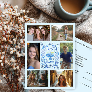 ハッピーハヌカーカスタム6フォトホリデー ポストカード