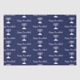 ハッピーハヌカーシンプル（ユダヤ教）メノラーパターンブルー 薄葉紙