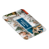 ハッピーハヌカータイポグラフィブルーフォトコラージュ マグネット (右側)