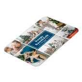 ハッピーハヌカータイポグラフィブルーフォトコラージュ マグネット (左側)