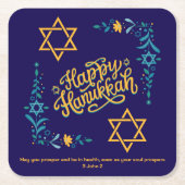 ハッピーハヌカーハヌカー(ユダヤ教の祭り) スクエアペーパーコースター (正面)