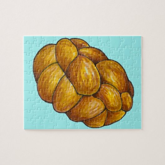 ハッピーハヌカーハヌカー(ユダヤ教の祭り)チャラブレッドローフ ジグソーパズル (横)