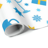 ハッピーハヌカーパターン（の模様が）ある ラッピングペーパー (ロールコーナー)