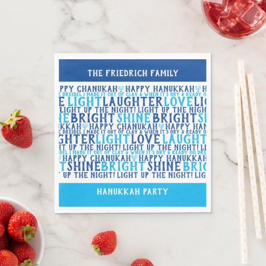 ハッピーハヌカーパーソナライズされたホリデーウィッシュ スタンダードランチョンナプキン (インサイチュ)