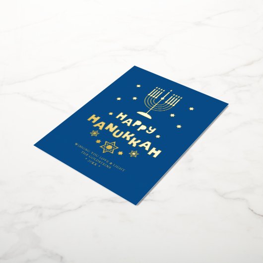 ハッピーハヌカーパーソナライズされた」 箔シーズンポストカード (回転した状態)