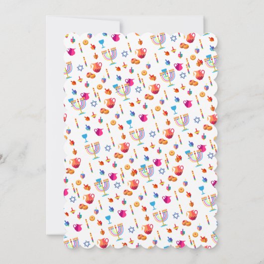 ハッピーハヌカーパーティービューティフルデコレーションカスタム サンキューカード (裏面)