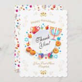 ハッピーハヌカーパーティービューティフルデコレーションカスタム サンキューカード (正面/裏面)