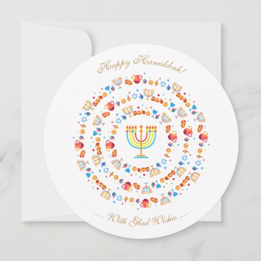 ハッピーハヌカーパーティービューティフルデコレーションカスタム サンキューカード (裏面)