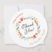 ハッピーハヌカーパーティービューティフルデコレーションカスタム サンキューカード (正面)