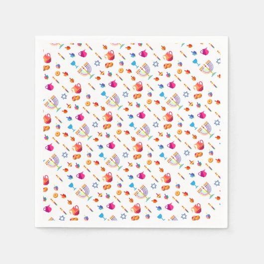 ハッピーハヌカーパーティービューティフルデコレーション スタンダードカクテルナプキン (正面)