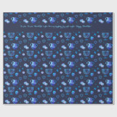 ハッピーハヌカーパーティービューティフルブルー ラッピングペーパー (フラット)