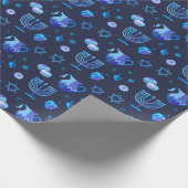 ハッピーハヌカーパーティービューティフルブルー ラッピングペーパー (角)