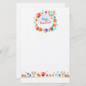 ハッピーハヌカーパーティーフェスティバルのライトビューティフル 便箋 (正面/裏面)