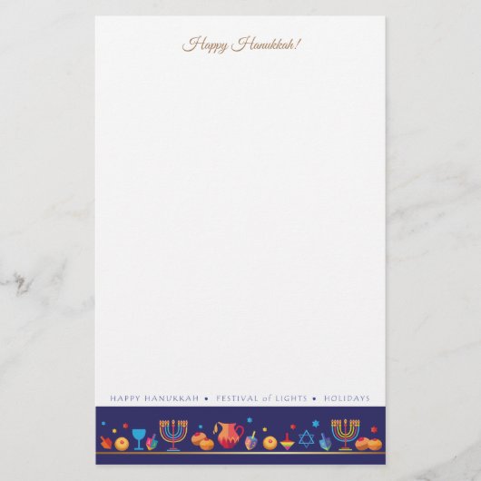 ハッピーハヌカーパーティーフェスティバルのライトビューティフル 便箋 (正面)