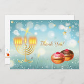 ハッピーハヌカーパーティー美しい装飾、ユダヤ人 サンキューカード (正面/裏面)