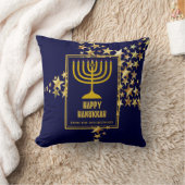 ハッピーハヌカーフェスティバルスターズパーソナライズされたブルー クッション (ブランケット)