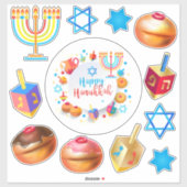 ハッピーハヌカーフェスティバルパーティーホリデーシンボル シール (シート)