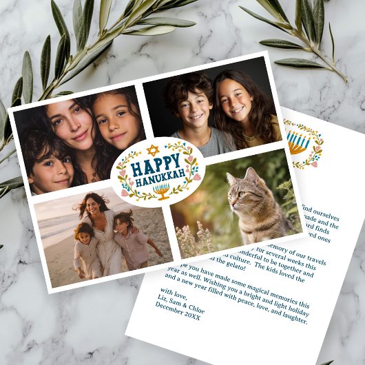 ハッピーハヌカーフローラリースカスタム(ユダヤ教)メノラー写真 シーズンカード