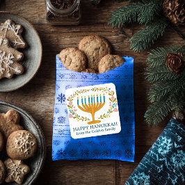 ハッピーハヌカーフローラリースユダヤ教ホリカスタムデイ スクエアシール