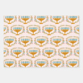 ハッピーハヌカーフローラリースユダヤ教ホリデーセット ラッピングペーパーシート (正面3)