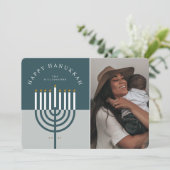 ハッピーハヌカーモダン（ユダヤ教）メノラーキャンドルファミリーフォト シーズンカード (スタンド正面)