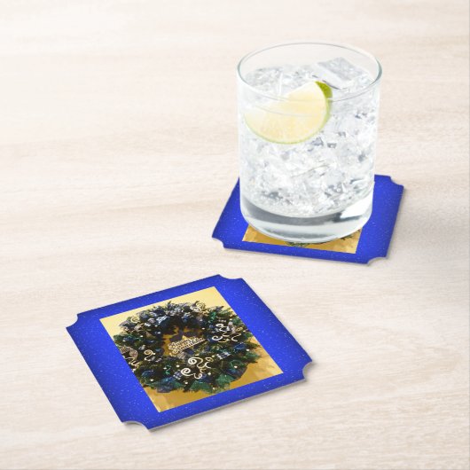 ハッピーハヌカーリースユダヤ祭 ペーパーコースター (インサイチュ)