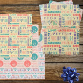 ハッピーハヌカーヴィンテージ子供名タイポグラフィ ラッピングペーパーシート