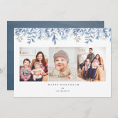 ハッピーハヌカー写真コラージュフローラホリデーカード シーズンカード (正面/裏面)